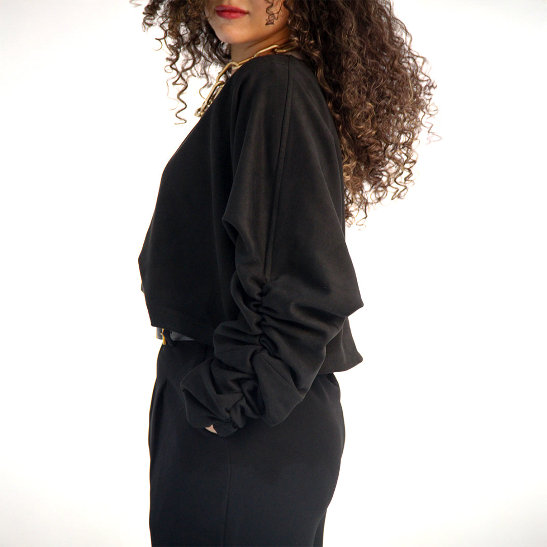 Black Suede chic blouse