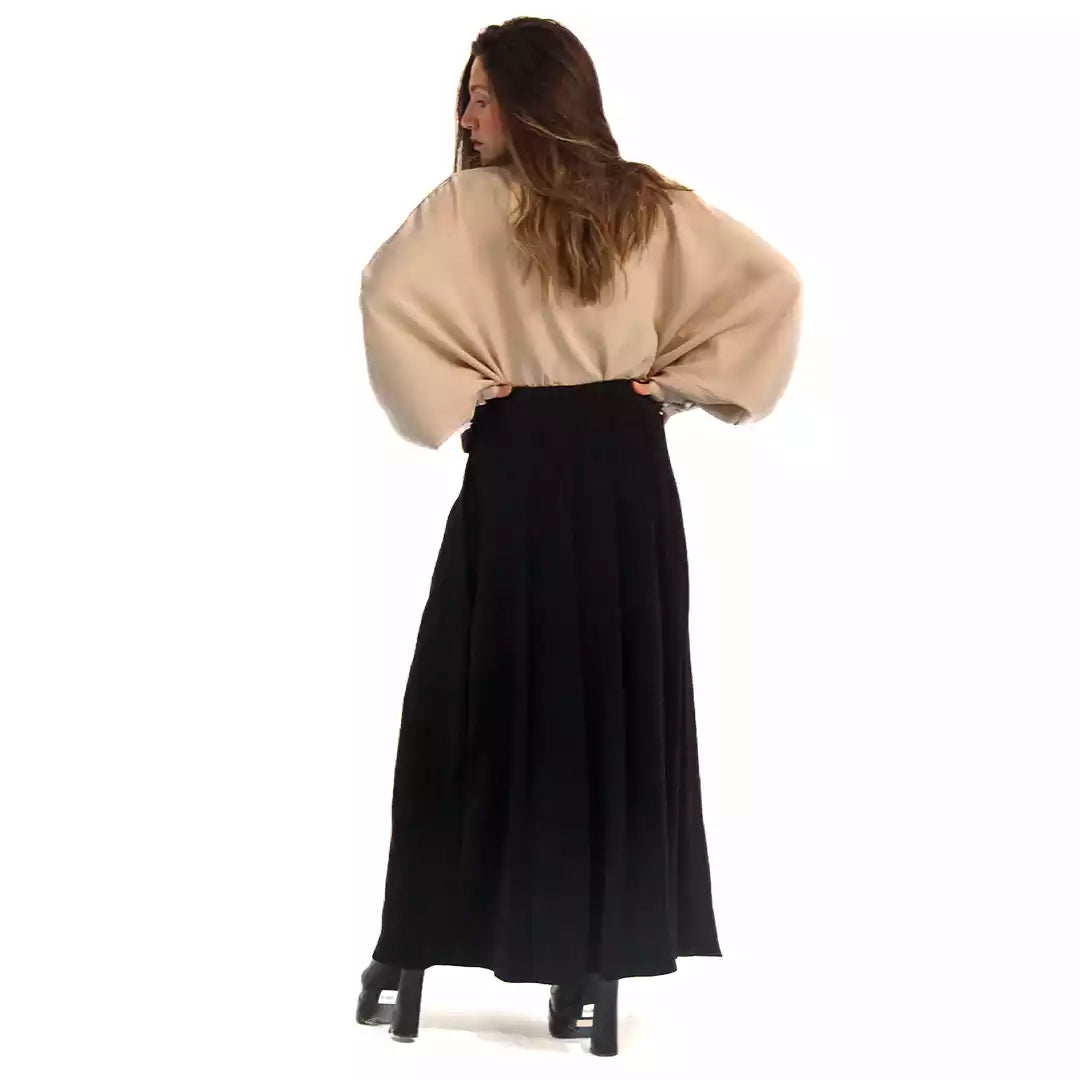 Belt pleated skirt