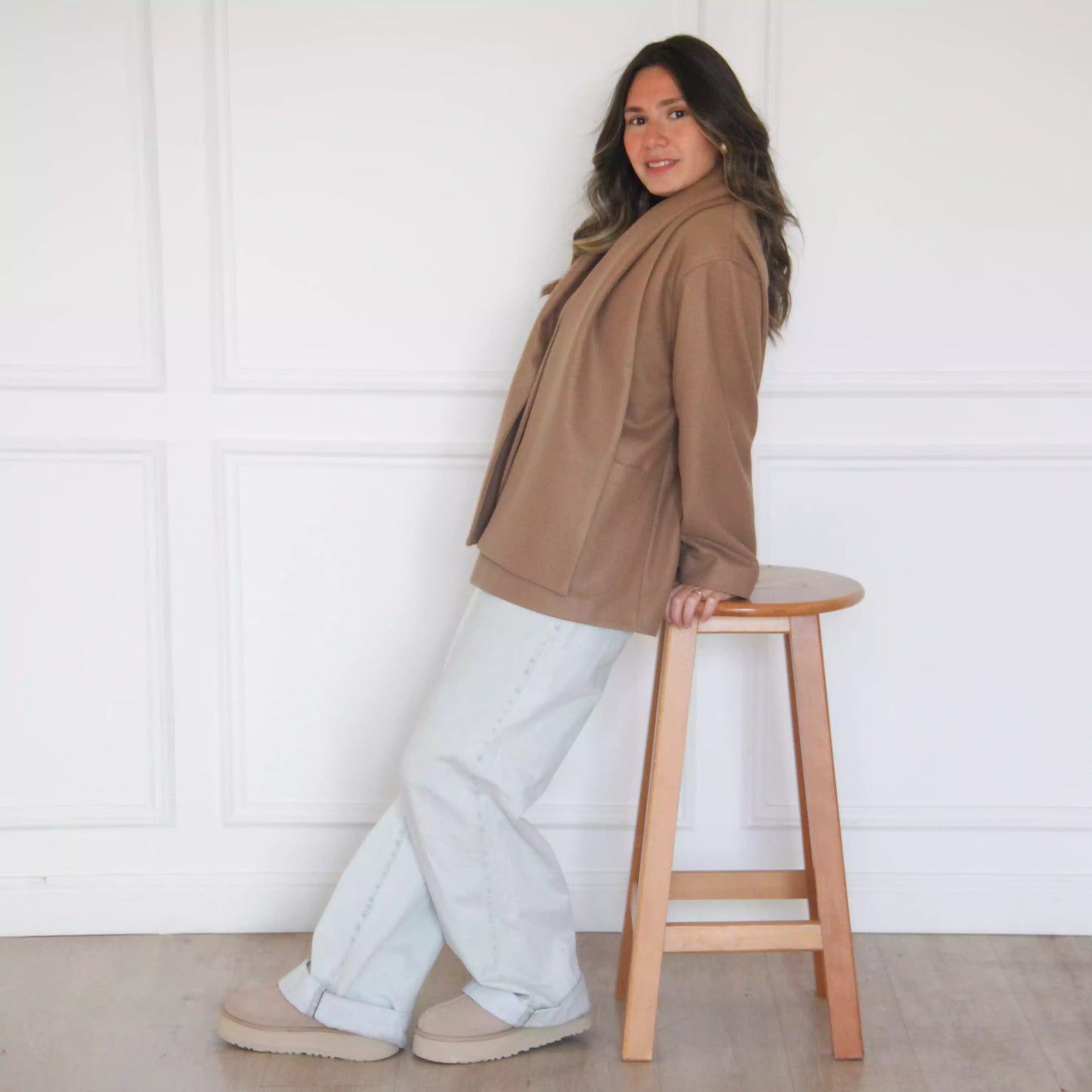 Jacket with scarf Beige