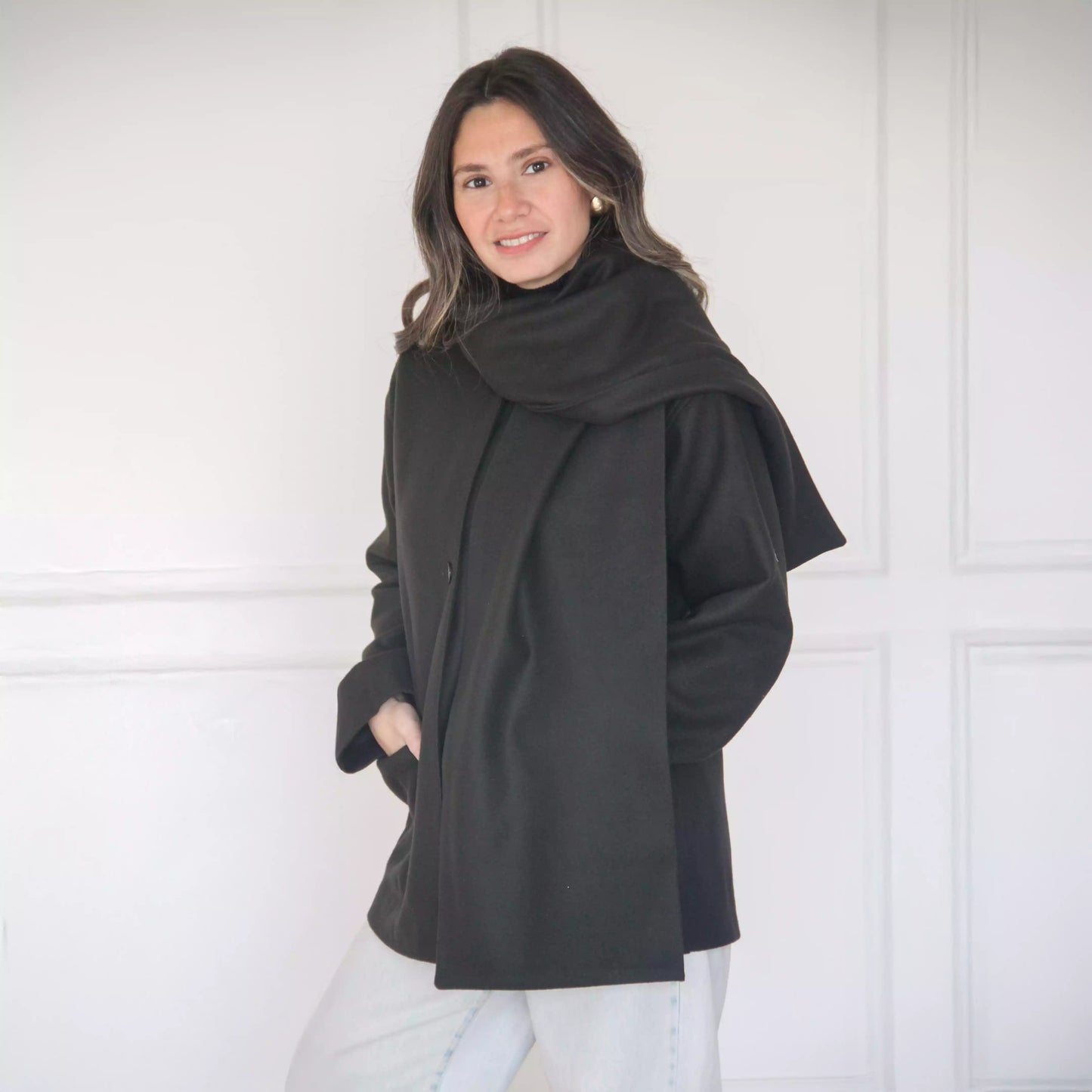 Jacket with scarf Olive