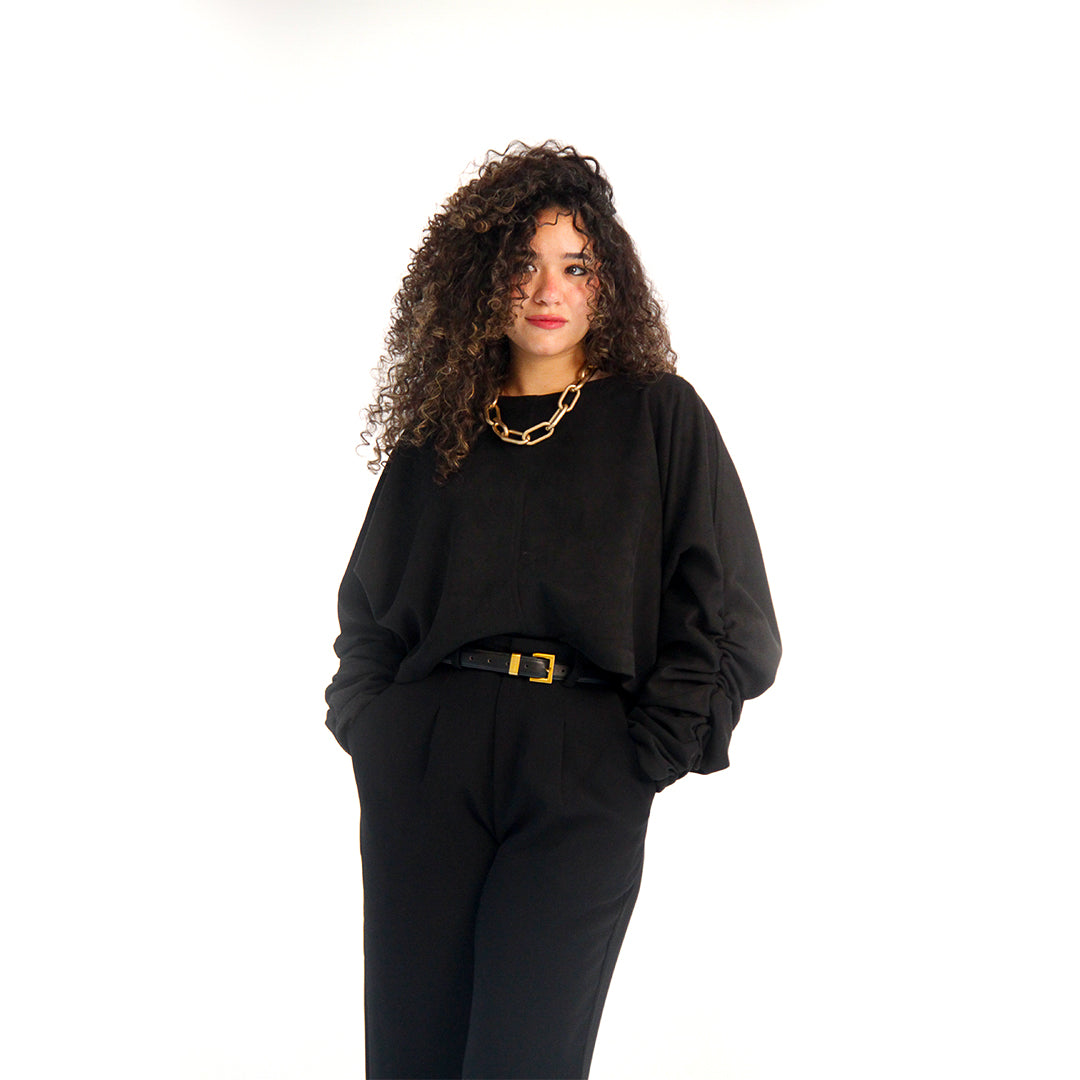 Black Suede chic blouse