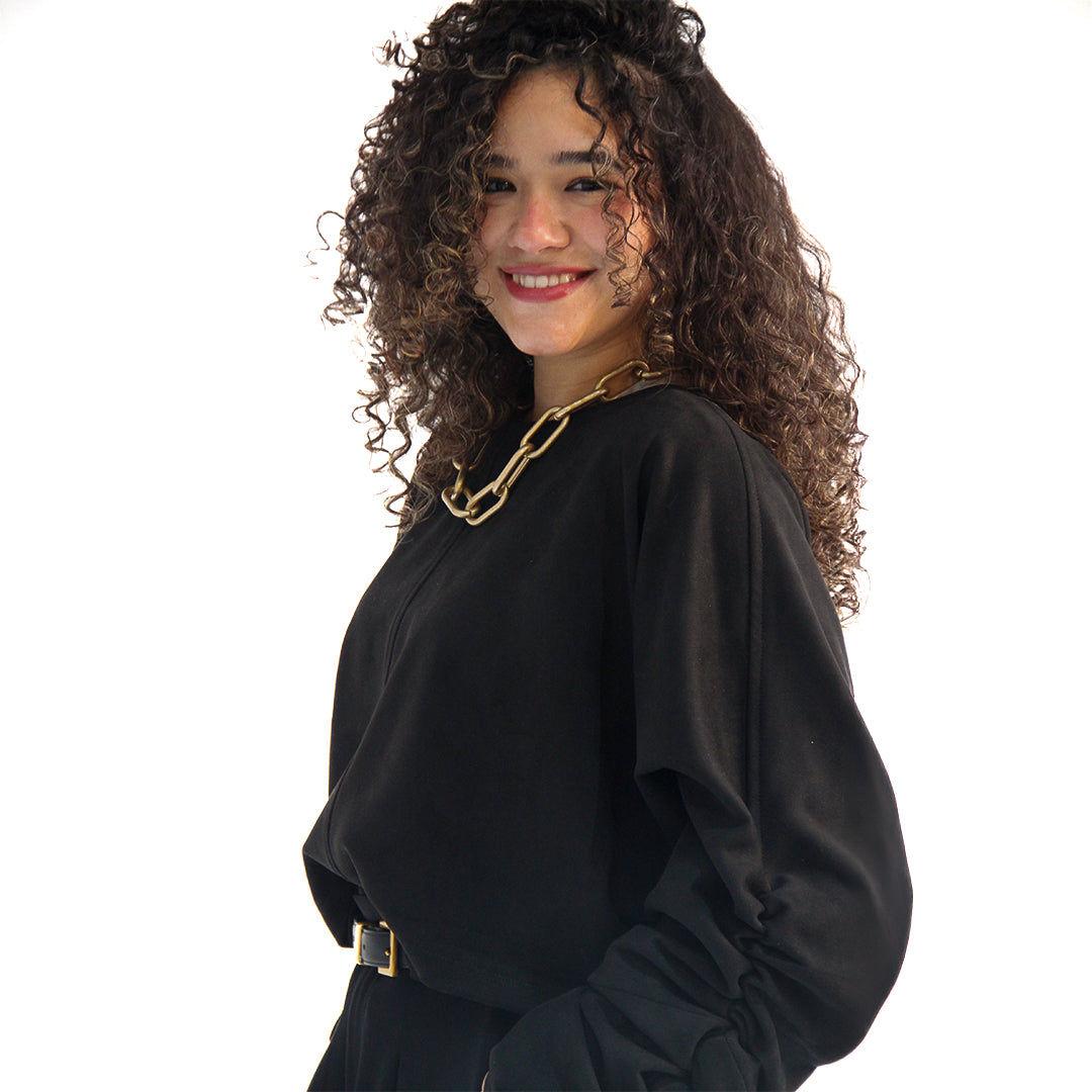Black Suede chic blouse