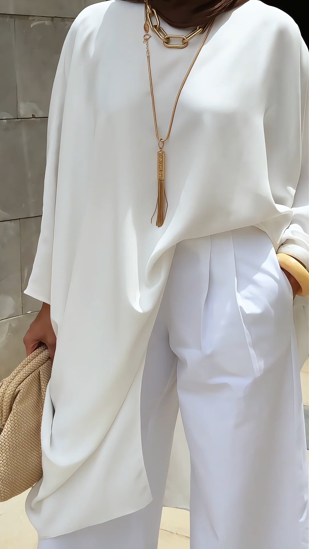Asymmetrical offwhite Summer Blouse
